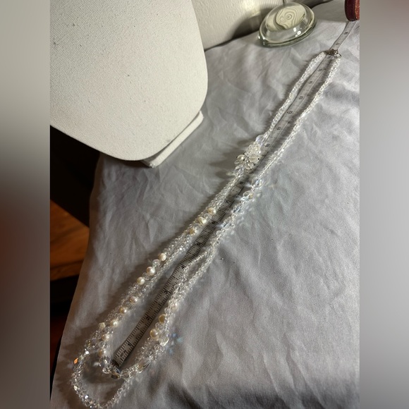 Gorgeous long Aurora Borealis crystal pearl necklace 925 - Picture 4 of 6